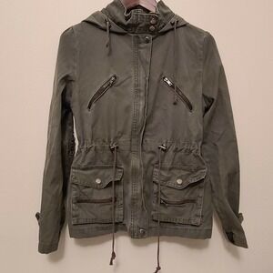 Romeo & Juliet Couture Womens Small Green Utility Military Jacket Studded Patch